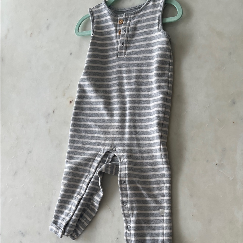 Little planet Gray and White Striped Baby Romper